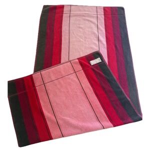Vintage Lintex Velour Bath Towel Replacement Pink Burgundy Gray Stripe 54x25.5